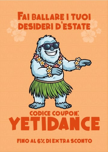 🕺  Coupon YETIDANCE: fino al 6%  extra sulla tua prossima Vacanza